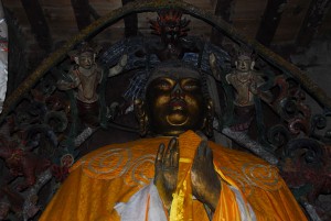 The Matreya Buddha in the Gompa of the Red House Lodge,Kagbeni, Nepal