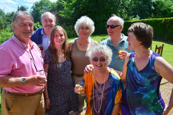 All five of the siblings in the same place for the first time for years. L-R Tim, Mary's partner Brian and daughter Iona, Jennifer, Jacqui, Simon and Mary