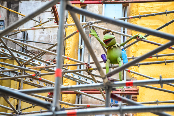 Kermit enjoying a break on a building site in Barcelona.