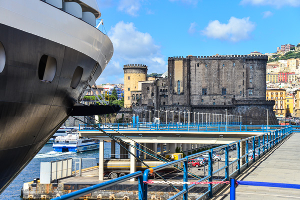 The Castel Nuovo built in the 13th century still dominates the waterfront in Naples
