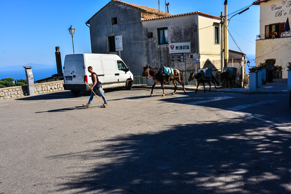 Mules are still used for the many parts that cars cannot reach. Here next to the Casa Falconi B&B.