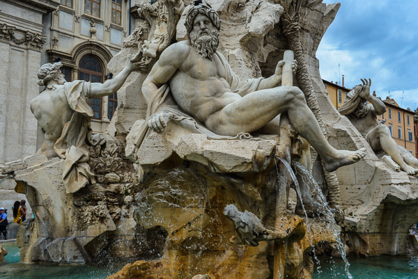 Bernini's  Fontana dei Quattro Fiumi or Fountain of the Four Rivers in the Piazza Navona