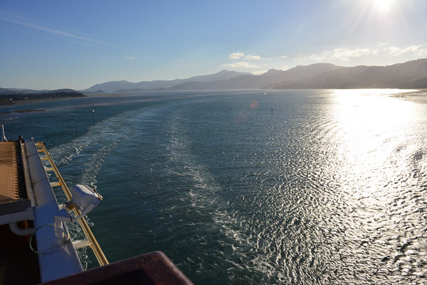 Leaving Port Chalmers in the late afternoon sun.