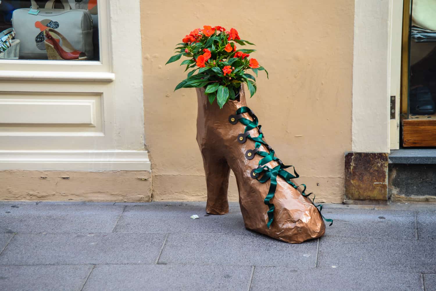 Is this outside a shoe shop or a flower shop?