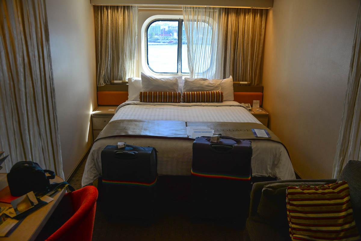 Our Ocean View stateroom on the lowest passenger deck on the MS Zaandam,
