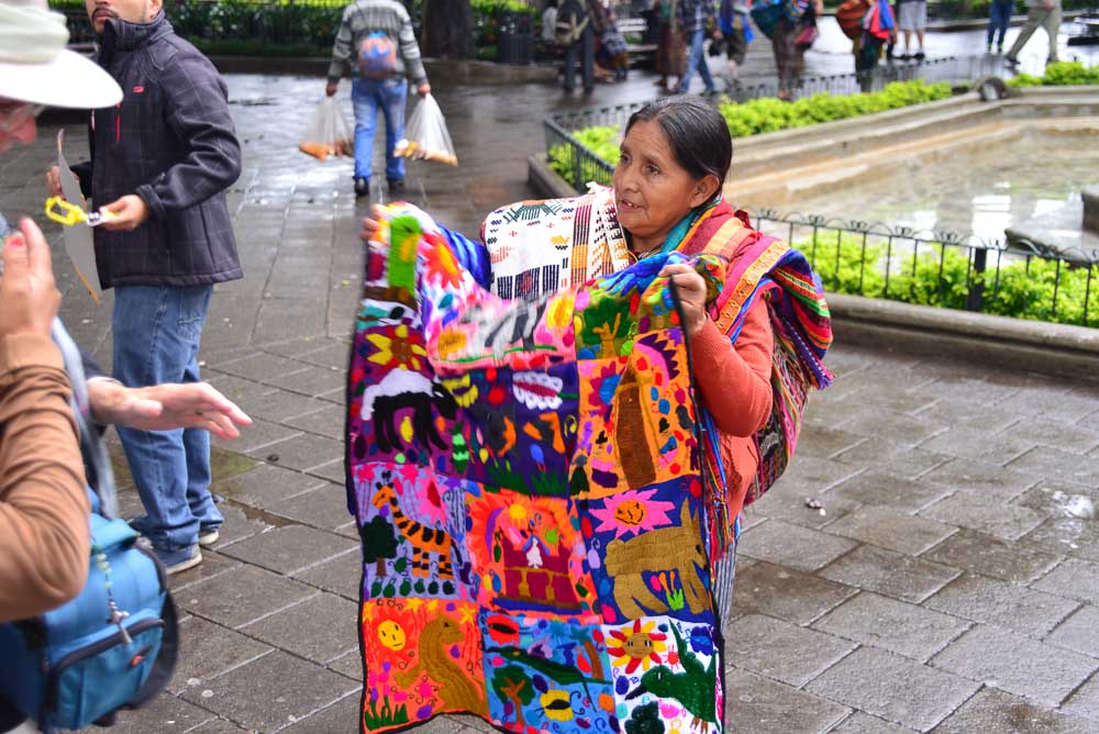 Textile vendor in the city of Antigua, Guatemala.