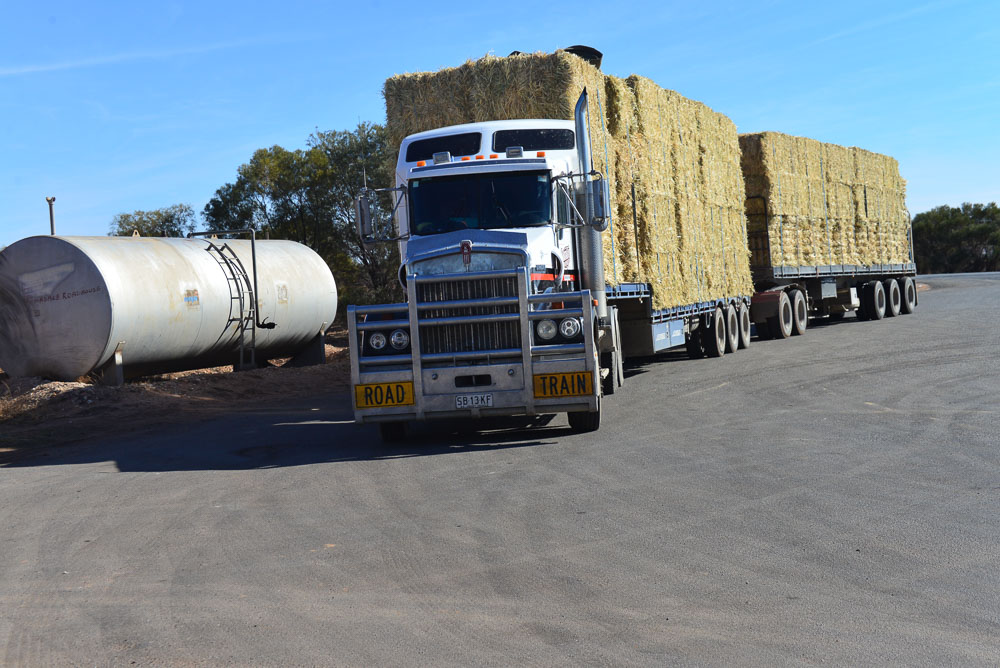 At the Emmdale roadhouse, animal feed for the drought stricken parts of NSW is on it's way