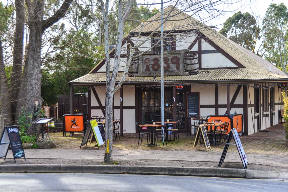 This 1839 cottage is typical of the old building lining the street of Handorf in the Adelaide Hills.