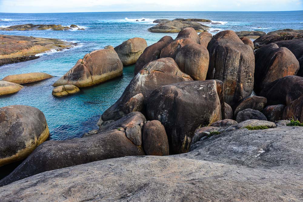 An image of Elephant Cove, near Green Pool, with large rocks that resemble a herd of elephants.