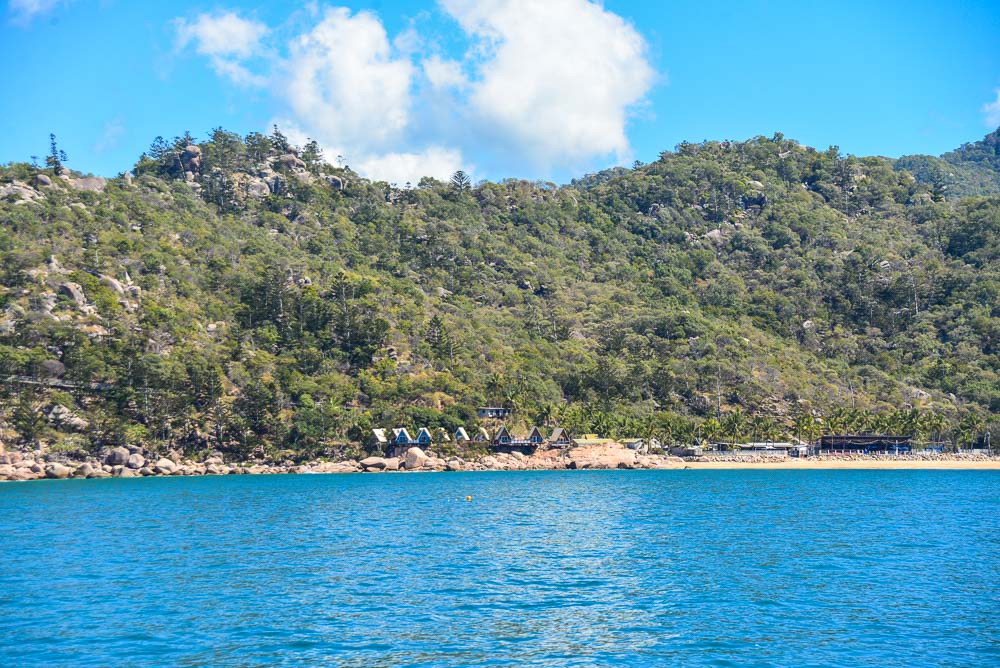 An image of the backpacker accomodation from the ferry to magnetic island.