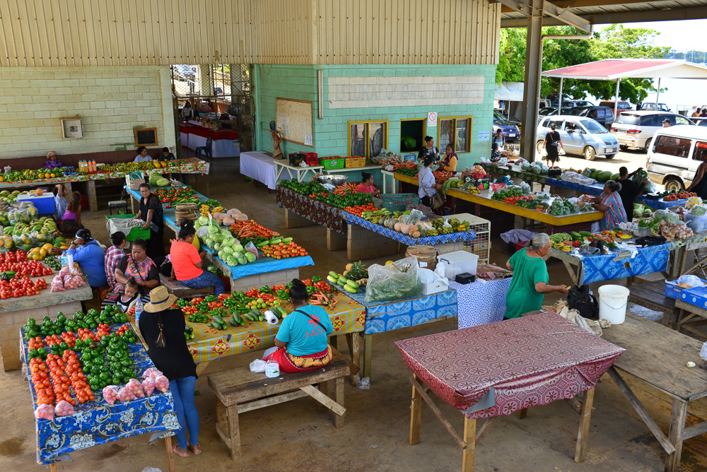 The very much local, fruit, vegetable and fish market.