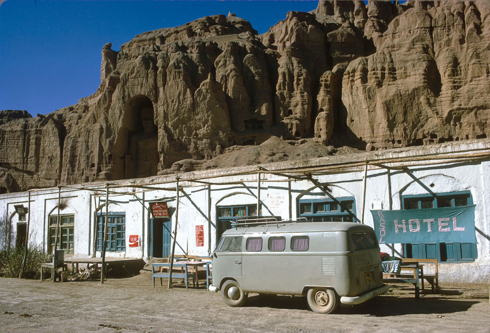 camped outside rasool's hotel in bamyan, formerly the site of many standing buddha carvings. the taliban blew them up.