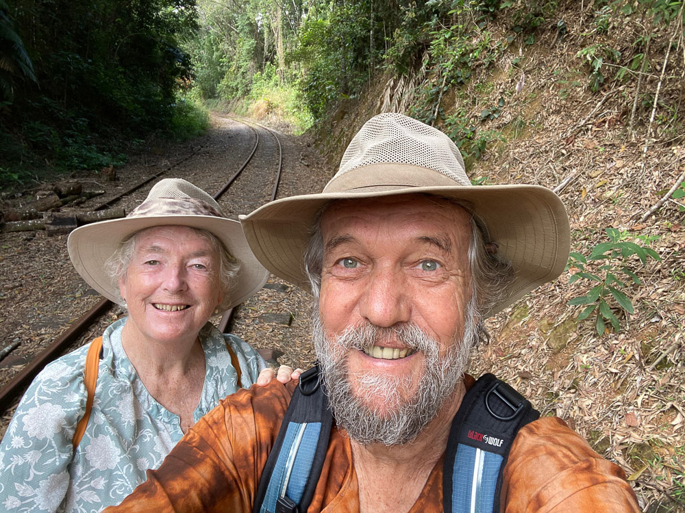 The walking tract from the Kuranda caravan park takes us through the rainforest and along the now unused part of the railway line