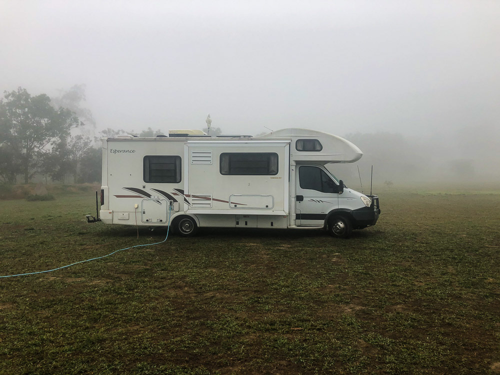 The Trinity CP just outside of Mareeba had plenty of space, and wet foggy mornings